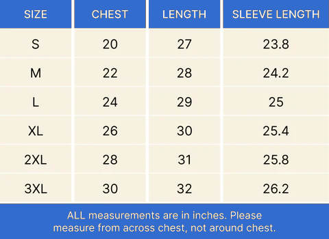 Hoodie Size Chart
