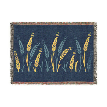 Dark Blue Woven Blanket-Golden Harvest