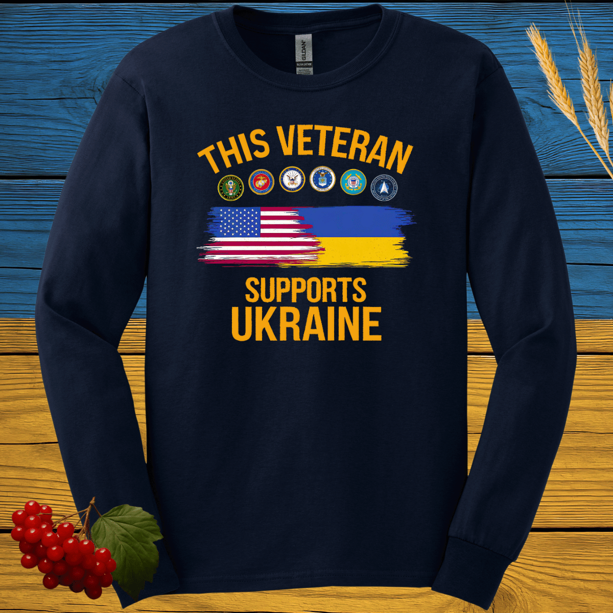 This Veteran Supports Ukraine Long Sleeve Tee