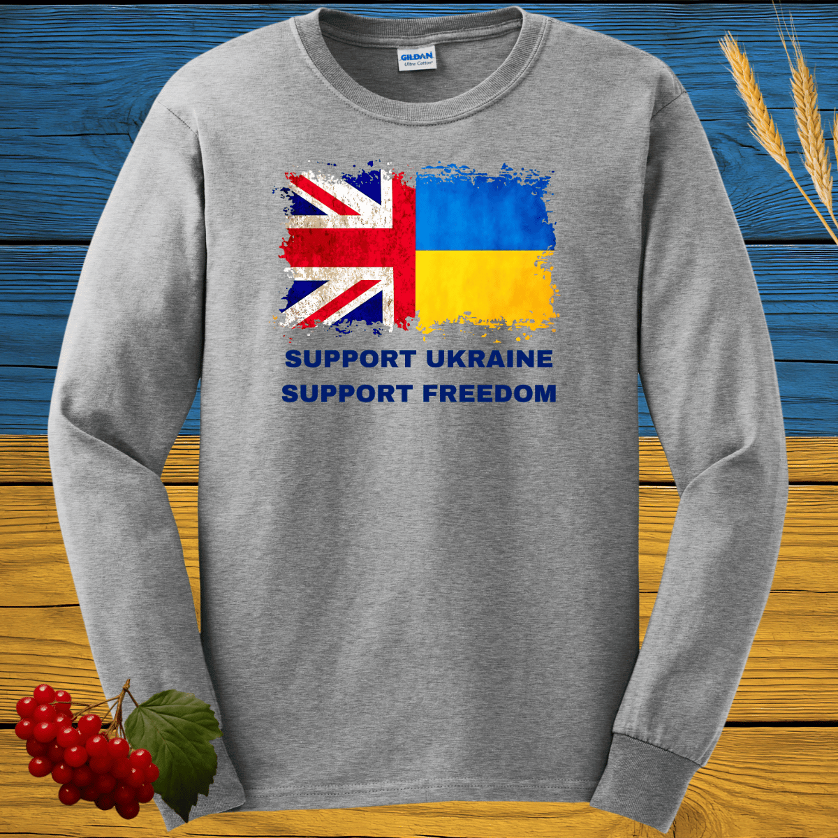 Support Ukraine Support Freedom UK Long Sleeve Tee