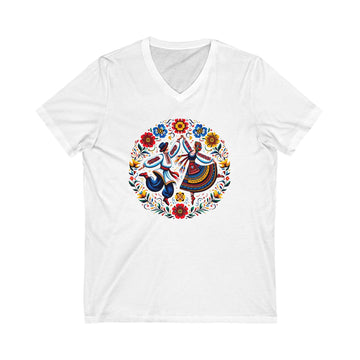 In the Rhythm of Embroidery V-Neck Tee