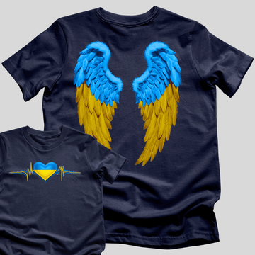 Ukrainian Heartbeat with Wings of Freedom (back) T-Shirt