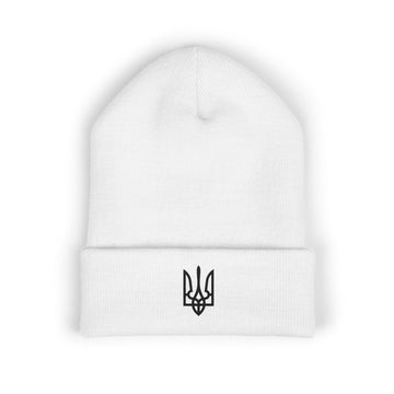 Embroidered Black Trident Cuffed Beanie
