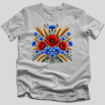 Symbols of Ukraine: Poppies, Cornflowers, and Wheat T-Shirt