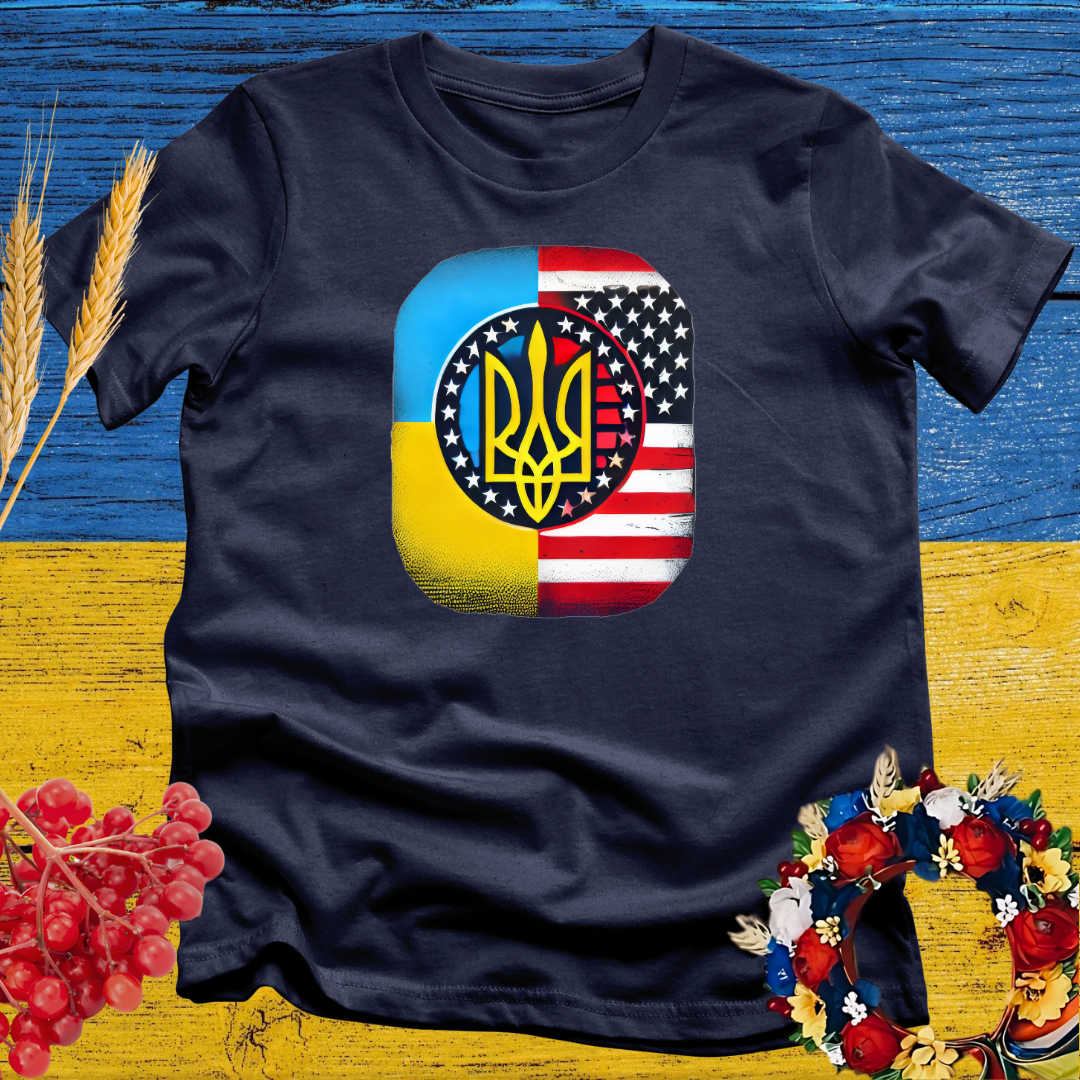 Classy Canuck Ukraine Flag T-Shirt - 100% Cotton Loose Fit Tee, Printed In Canada