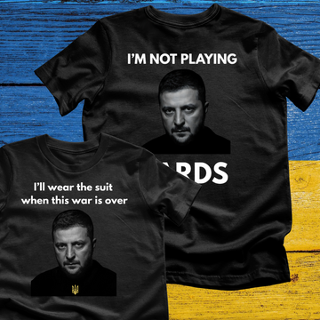I'll wear the suit...(front) I'm Not Playing Cards (back) T-Shirt