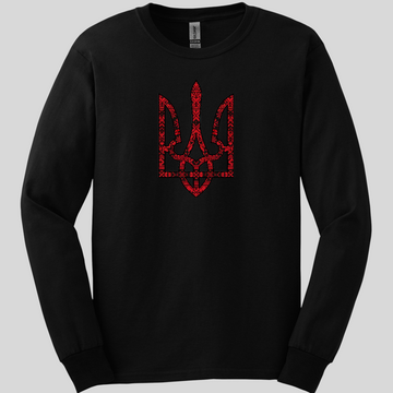 Red Tryzub Long Sleeve Tee