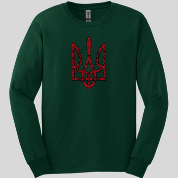 Red Tryzub Long Sleeve Tee