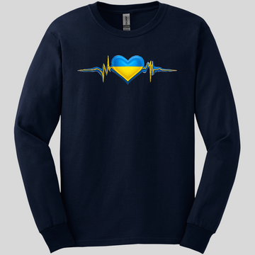 Ukrainian Heartbeat with Wings of Ukraine (back) Long Sleeve Tee