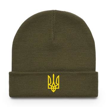 Embroidered Yellow Trident Cuff Beanie