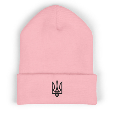 Embroidered Black Trident Cuffed Beanie
