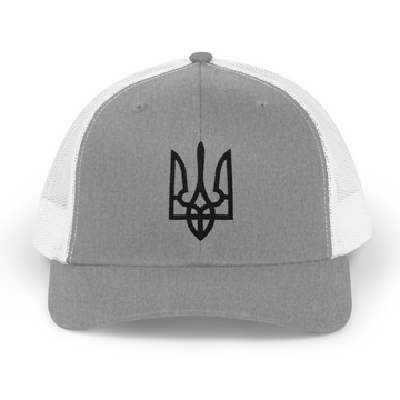 Embroidered Black Trident Snapback Trucker Cap