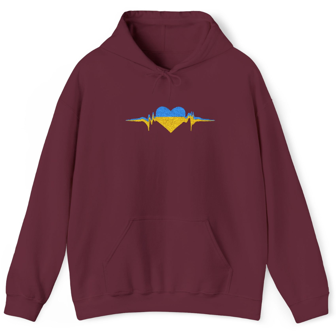 Embroidered Ukrainian Heartbeat Hoodie