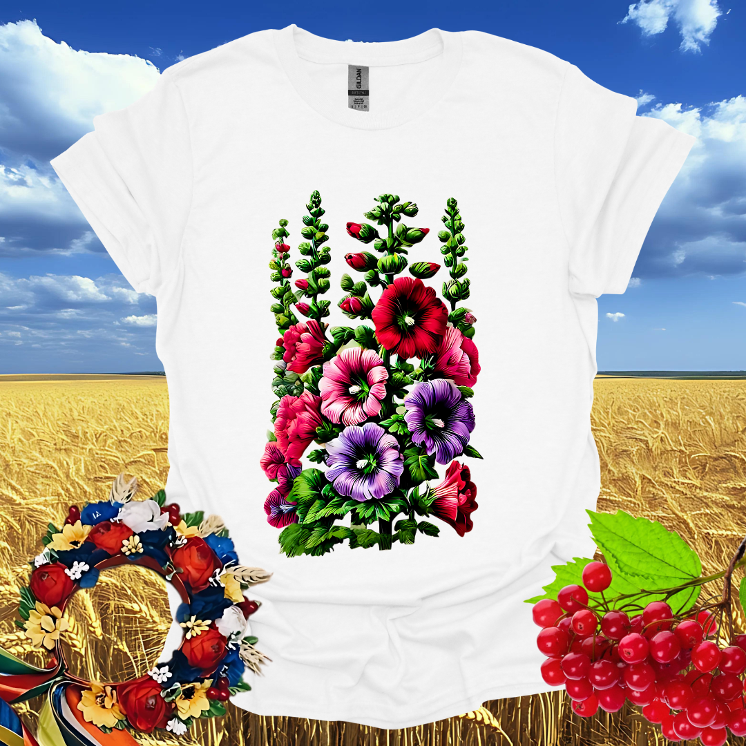 Vibrant Hollyhock Harmony T-Shirt