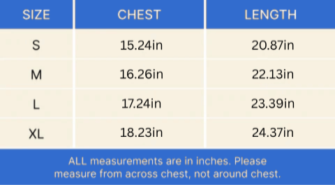 Kids Tee Size Chart